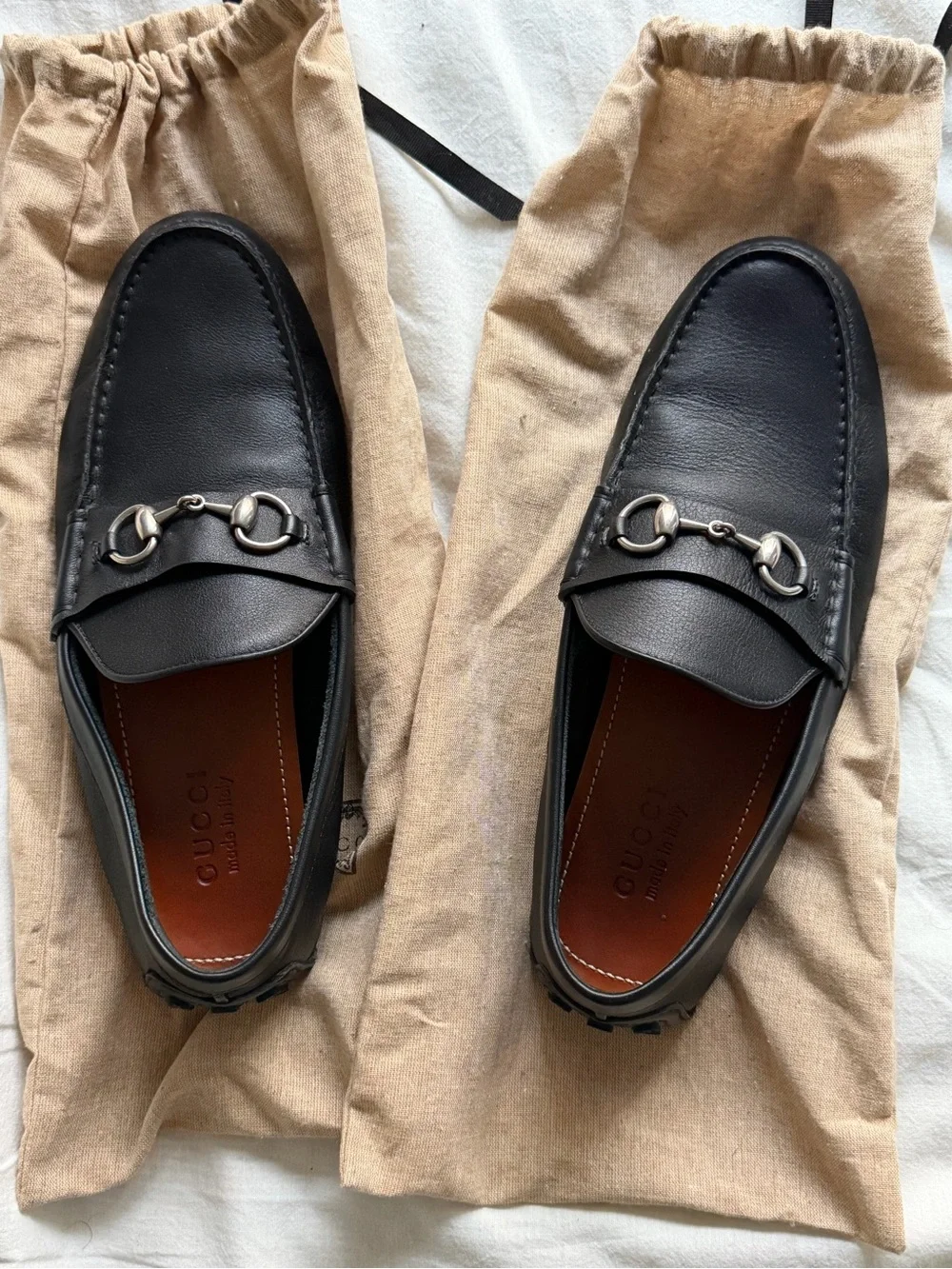 Gucci Black Leather Horsebit Loafers for Men